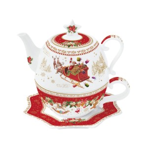 Set servire ceai, , portelan, 450 ml, "CHRISTMAS MEMORIES" - Easy Life