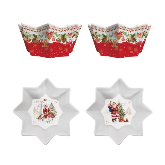 Set 2 boluri, portelan, 14cm, "CHRISTMAS MEMORIES" - Nuova R2S