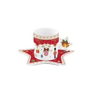 Set ceasca cu farfurioara, portelan, 175ml, "CHRISTMAS ORNAMENTS" - Nuova R2S