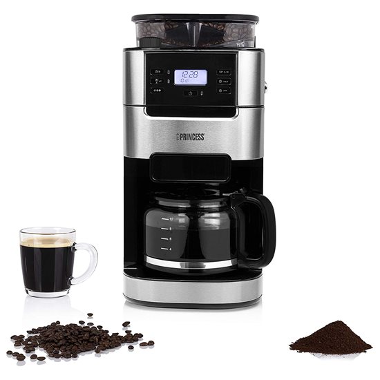 Cafetiera electrica cu rasnita, 1,5L, 1050W, "Roma", Negru - Princess