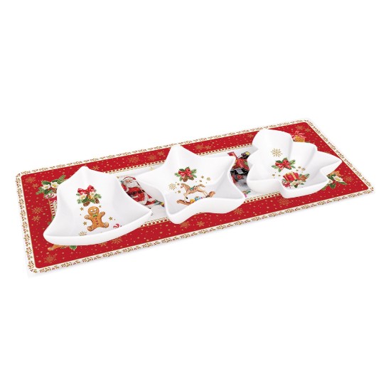 Set servire aperitive 4 piese, 36x16cm, "CHRISTMAS MEMORIES" - Nuova R2S