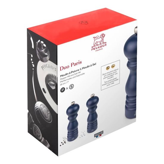 Set 2 rasnite sare si piper, 18 cm "Paris Classic", Deep Blue - Peugeot