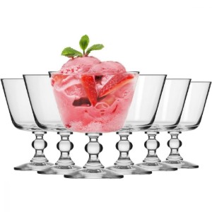 Set 6 cupe inghetata, sticla cristalina, "Krista", 380 ml - Krosno
