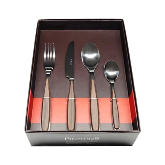 Set tacamuri 16 piese "Riva Wenge", inox - Pintinox