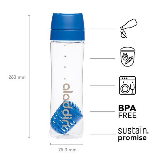 Sticla plastic cu infuzor, 700ml, Albastru - Aladdin