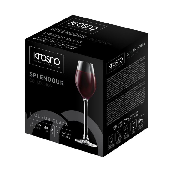 Set 6 pahare lichior, sticla cristalina, 60ml, "Splendour" - Krosno