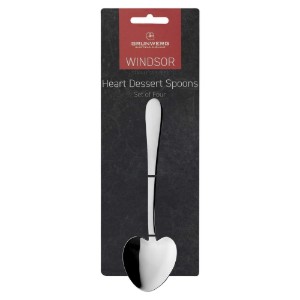 Set 4 lingurite pentru desert, forma inima, inox, "Windsor" - Grunwerg