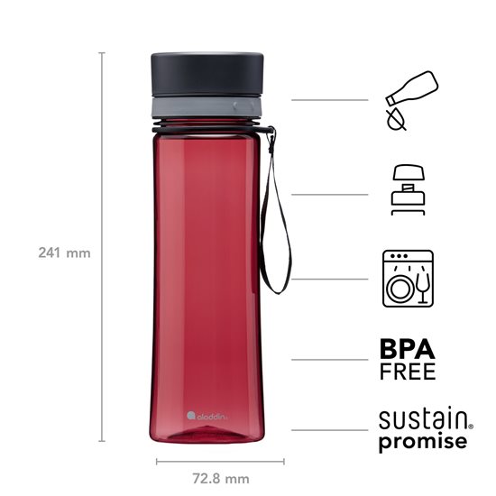 Sticla plastic, 600ml, "Aveo", Cherry Red - Aladdin