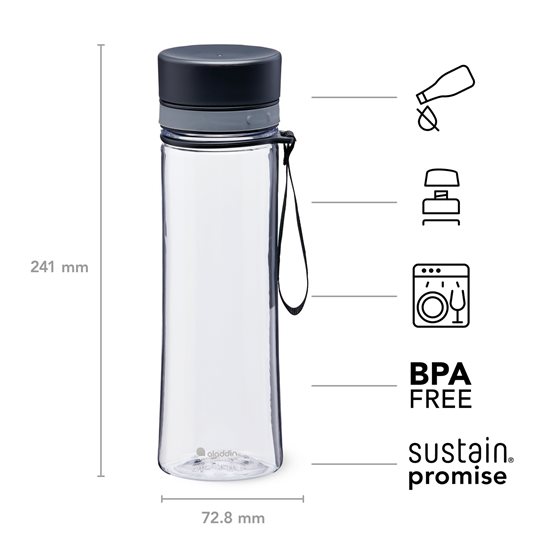 Sticla plastic, 600ml, "Aveo", Clear & Grey - Aladdin