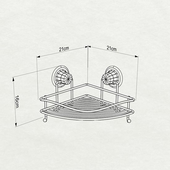 Raft cu ventuze pentru baie, 21 x 21 x 15 cm - Tekno-tel