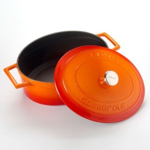 Cratita ovala, fonta, 29cm/4,7L, "Folk", Portocaliu - LAVA