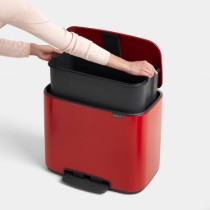 Cos de gunoi cu pedala "Bo", inox, 36 L, Passion Red - Brabantia
