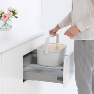 Cutie pentru paine, cu capac din bambus, 25,5 x 39,5 cm, Light Grey - Brabantia