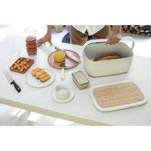 Cutie pentru paine, cu capac din bambus, 25,5 x 39,5 cm, Light Grey - Brabantia
