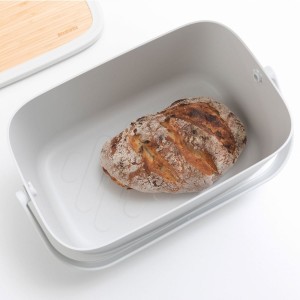 Cutie pentru paine, cu capac din bambus, 25,5 x 39,5 cm, Light Grey - Brabantia