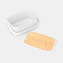 Cutie pentru paine, cu capac din bambus, 25,5 x 39,5 cm, Light Grey - Brabantia