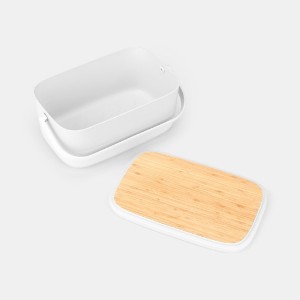 Cutie pentru paine, cu capac din bambus, 25,5 x 39,5 cm, Light Grey - Brabantia