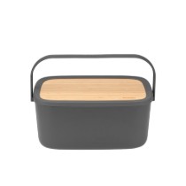 Cutie pentru paine, cu capac din bambus, 25,5 x 39,5 cm, Dark Grey - Brabantia