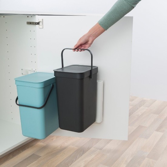 Cos de gunoi incorporabil "Sort&Go", plastic, 2 x 12 L, Mint/Grey - Brabantia