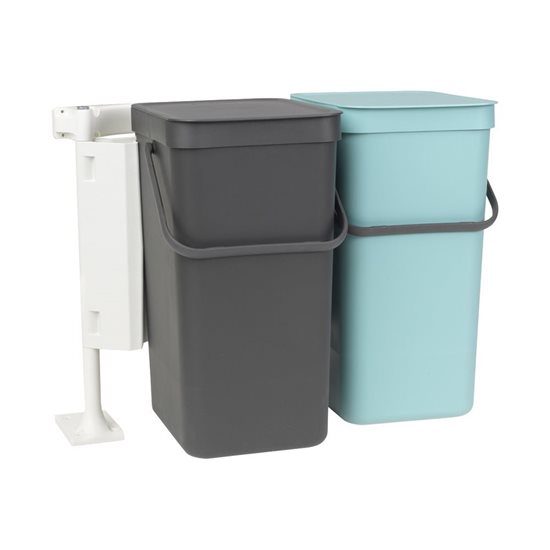 Cos de gunoi incorporabil "Sort&Go", plastic, 2 x 16 L, Mint/Grey - Brabantia