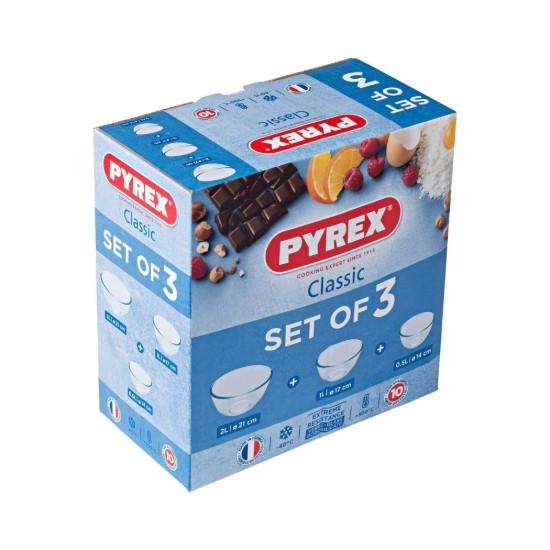 Set 3 boluri, sticla termorezistenta - PYREX