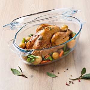Vas oval cu capac, sticla termorezistenta, 4,4L + 1,4L - PYREX