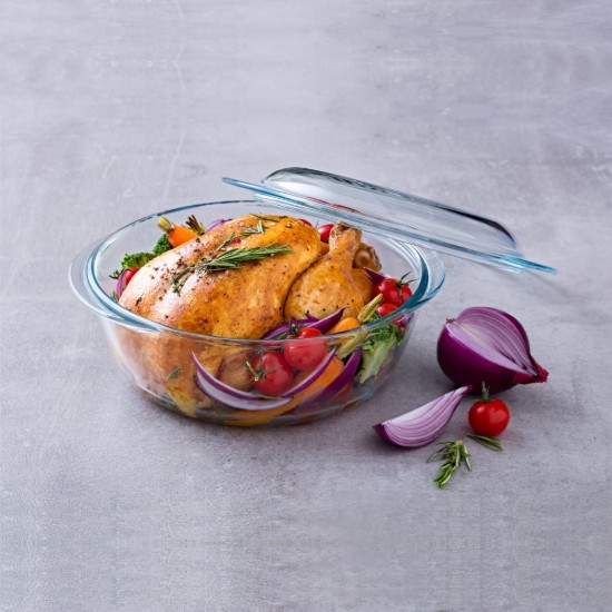 Vas rotund cu capac, din sticla termorezistenta, 2,5L + 1L - PYREX