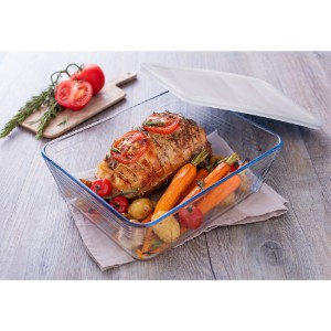 Caserola dreptunghiulara, din sticla termorezistenta, cu capac, 1,5L - PYREX