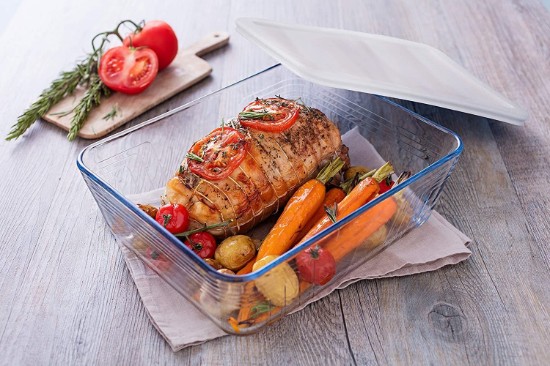 Set 2 caserole dreptunghiulare, din sticla termorezistenta, cu capac, 1,5L/2,6L - PYREX