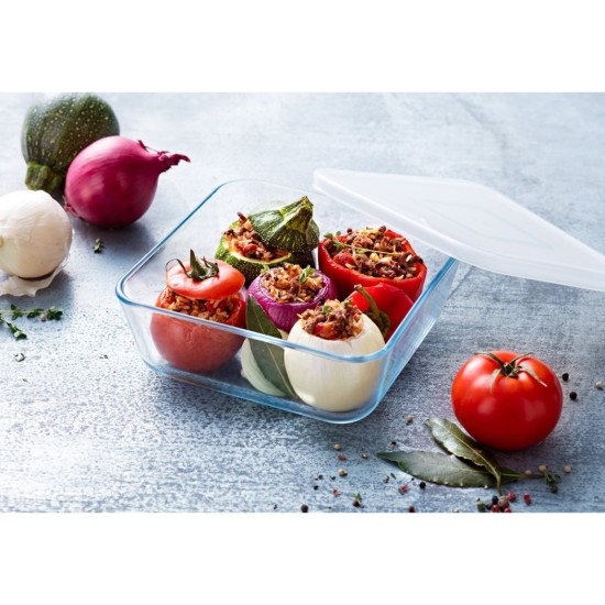 Caserola patrata, din sticla termorezistenta, cu capac, 850ml - PYREX