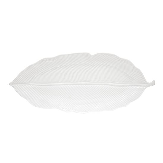 Platou portelan, 39x16 cm, "Leaves White" - Nuova R2S