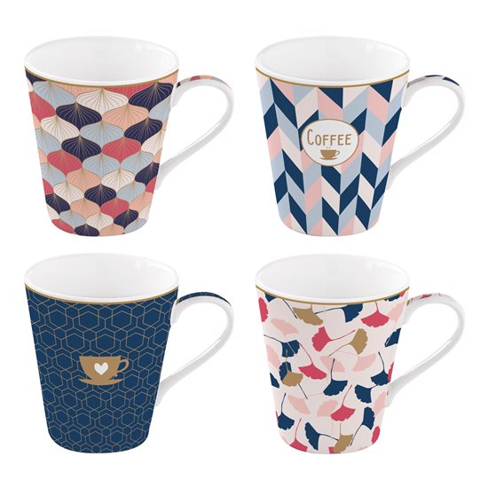 Set 4 cani cafea, portelan, 300 ml "Mania Home Sweet Home" - Nuova R2S