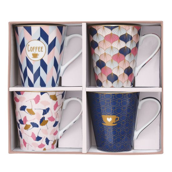 Set 4 cani cafea, portelan, 300 ml "Mania Home Sweet Home" - Nuova R2S