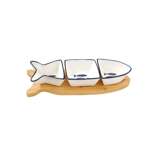 Set servire aperitive 4 piese, portelan, 28 x 10 cm "Sea Shore" - Nuova R2S