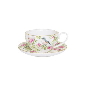 Ceasca si farfurioara, portelan, 200ml, "Spring Time" - Easy Life