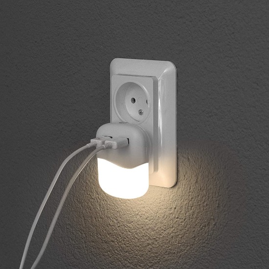 Dispozitiv de iluminat cu led si 2 porturi USB, 0,3W - Smartwares