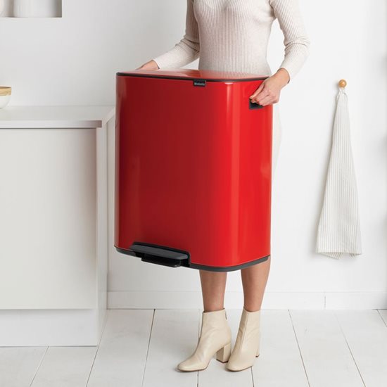 Cos de gunoi cu pedala "Bo", inox, 60 L, Passion Red - Brabantia