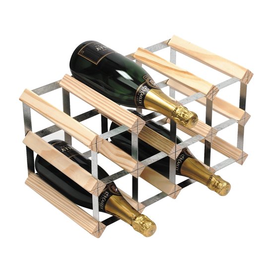 Raft pentru 12 sticle de vin, lemn de pin, Natur, asamblat - RTA