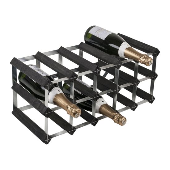 Raft pentru 15 sticle de vin, lemn de pin, Black Ash - RTA