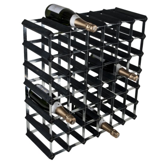 Raft pentru 42 sticle de vin, lemn de pin, Black Ash - RTA