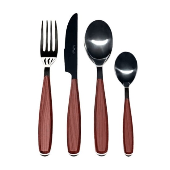 Set tacamuri 16 piese "Riva Wenge", inox - Pintinox