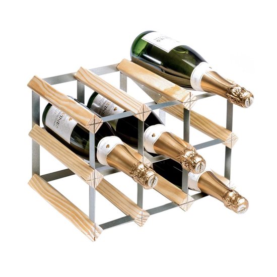Raft pentru 9 sticle de vin, lemn de pin, Natur, asamblat - RTA