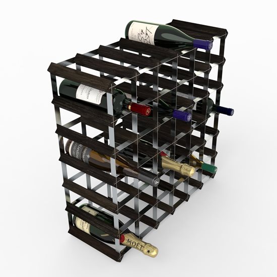 Raft pentru 42 sticle de vin, lemn de pin, Black Ash - RTA