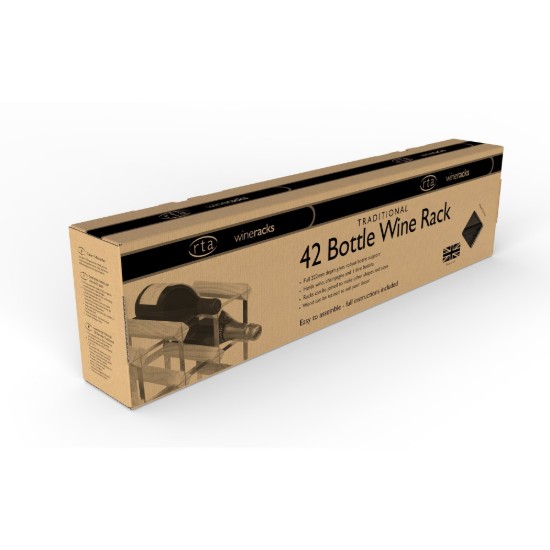 Raft pentru 42 sticle de vin, lemn de pin, Black Ash - RTA