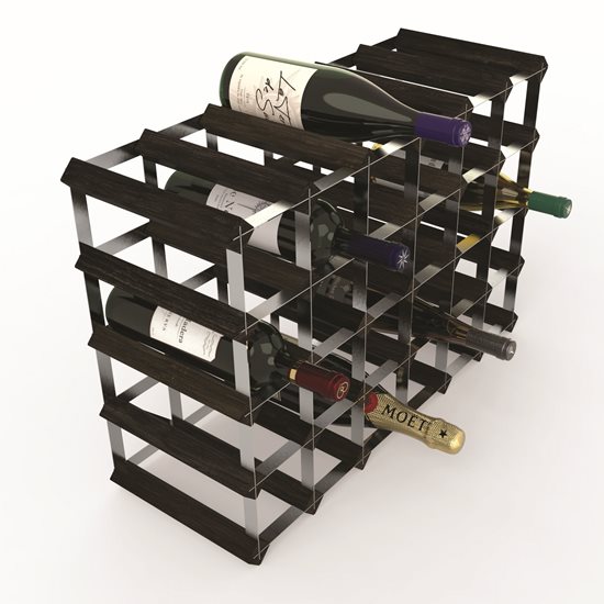 Raft pentru 30 sticle de vin, lemn de pin, Black Ash, asamblat - RTA