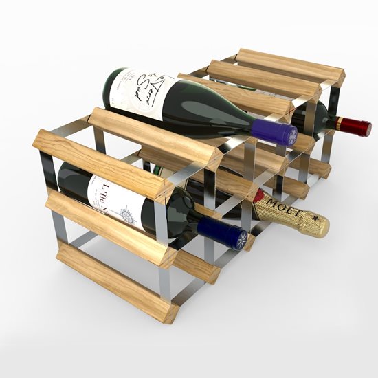 Raft pentru 15 sticle de vin, lemn de pin, Light Oak - RTA