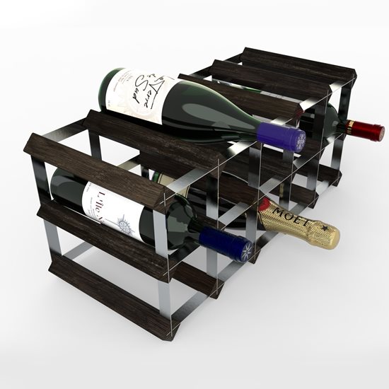 Raft pentru 15 sticle de vin, lemn de pin, Black Ash - RTA