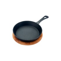 Tigaie fonta, 20 cm, cu suport din lemn - LAVA