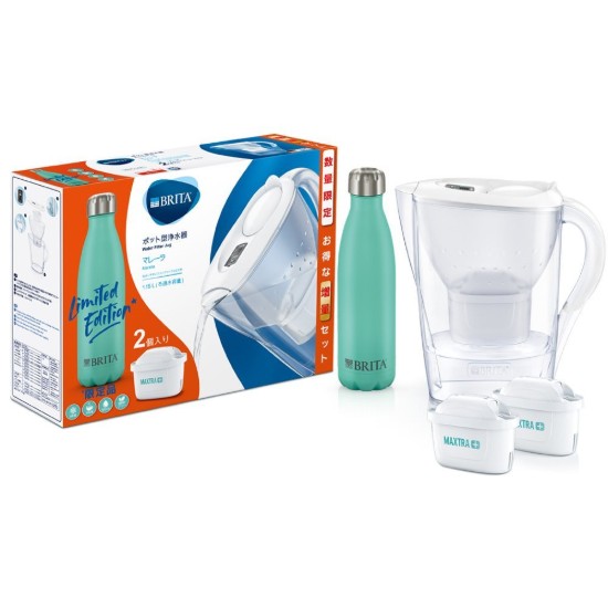 Set cana filtranta BRITA Marella 2,4 L Maxtra+ (white) cu 2 filtre si sticla termos