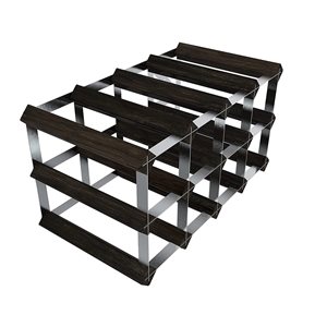 Raft pentru 12 sticle de vin, lemn de pin, Black Ash, asamblat - RTA